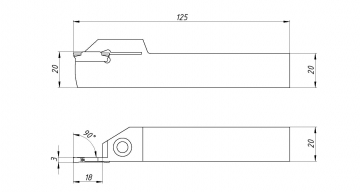 MGEHR2020-3 CNC державка отрезная