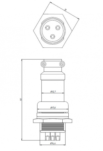Разъем GX16M-3