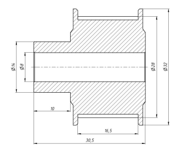 Шкив 30T-3M-15BF 8mm