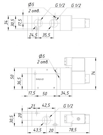 Пневмоклапан 3V410-15 AC220V