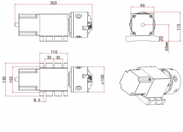 4я ось 4кл 100мм +бабка 17-100-100B (волновой редуктор 100:1)