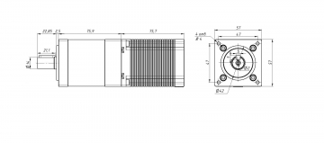 Шаговый двигатель 57HS76-3004A(PX-1:5) с планетарным редуктором