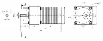 57HSG76-3004A(SRGN5) с цилиндрическим редуктором