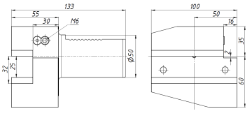 B1-50x32x55 Держатель инструмента VDI радиальный, правый