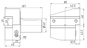 B3-40x25x44 Держатель инструмента VDI радиальный перевернутый, правый