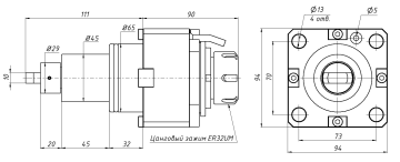 Осевой приводной цанговый блок BMT65-0-N-ER32