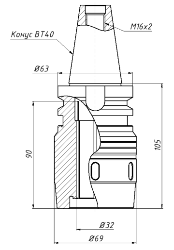 Патрон фрезерный BT40-C32-105