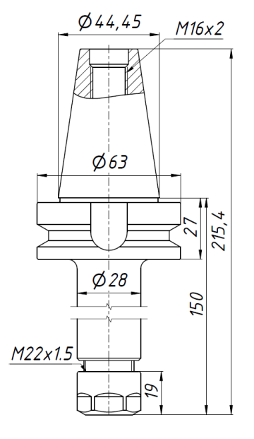 BT40-ER16-150 цанговый патрон MAS 403