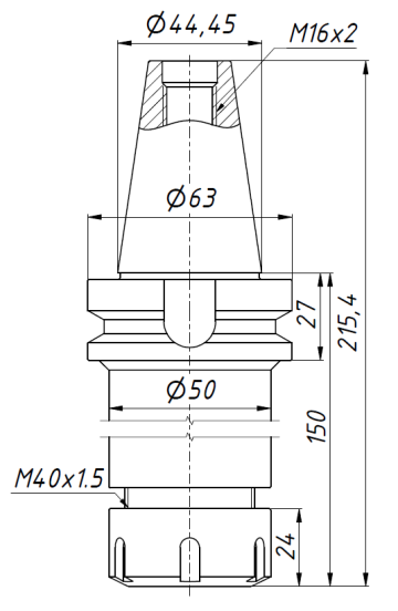 BT40-ER32-150 цанговый патрон MAS 403