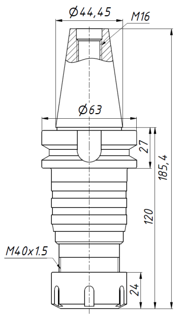 Патрон резьбонарезной для цанг ER32 BT40-TER32-120