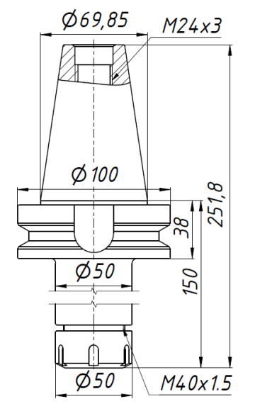 Цанговый патрон BT50-ER32-150