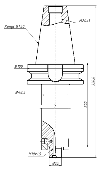 Оправка фрезерная (патрон) BT50-FMB22-200