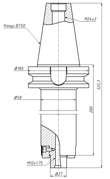 Оправка фрезерная (патрон) BT50-FMB27-200