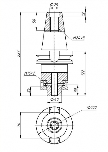 Оправка фрезерная (патрон) BT50-FMB40-100