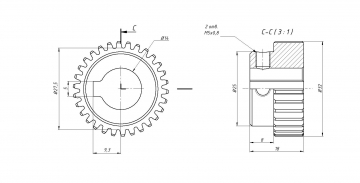 Шестерня M1-30-14 (H18)