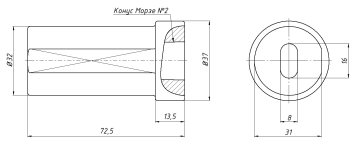 Втулка переходная (цилиндр - конус Морзе) D32-MT2