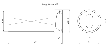 Втулка переходная (цилиндр - конус Морзе) D32-MT3