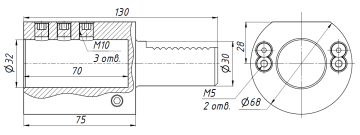 E2-30x32 Держатель инструмента VDI для расточных резцов, аксиальный