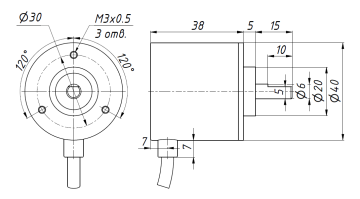 Энкодер E6B2-CWZ6C 3000P/R 24v 2m