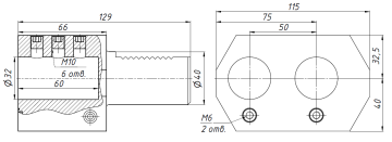 E8-40x32 Держатель инструмента VDI, двойной, левый