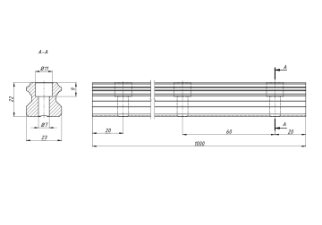 Направляющая системы линейного перемещения, HGR25R_C (1 000C(20/16X60/20)), HIWIN