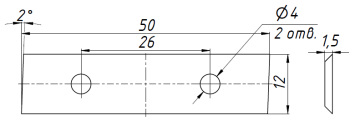 LC50*12*1.5-4T-2° Нож (LC03003 FK10U-2) TW