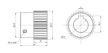 Шестерня M1-Z30-D16