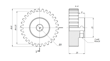 Шестерня M1.5-30-8 (H20)
