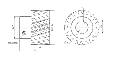 Шестерня косозубая M2-Z20-D16