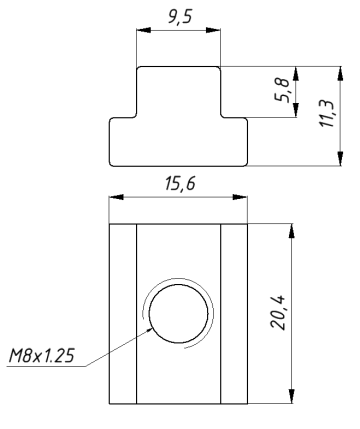 Сухарь для станочных пазов M8T
