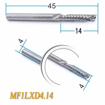 Фреза спиральная однозаходная стружка вниз MF1LXD4.14