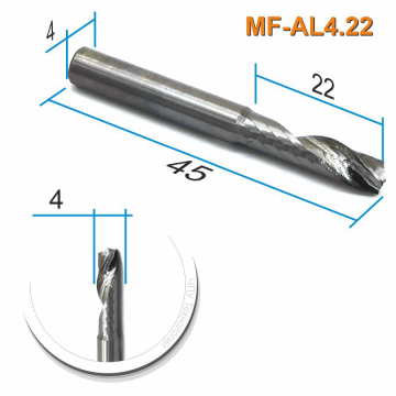 Фреза спиральная однозаходная по цветному металлу Mnogofrez MF-AL4.22