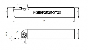 MGEHR2525-3 CNC державка отрезная