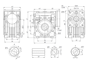 Червячный Редуктор 57мм NMRV-30 (1:5)