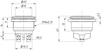 PBS-28B-W, Кнопка антивандальная OFF-(ON) (19 мм) (2A 250VAC) IP66