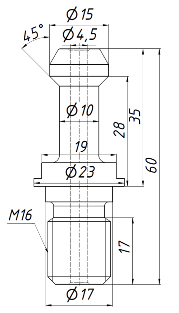 PS-BT40-45-HO штревель с отверстием под СОЖ