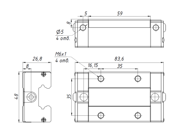 Модуль опорный Hiwin QEH25CA