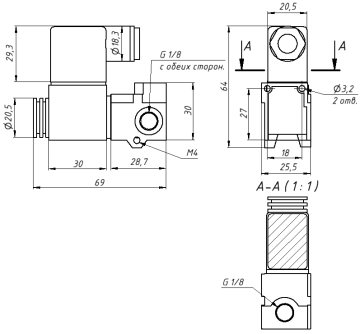 Пневмоклапан STNC TG23-06E DC24V 4W