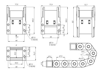 TP35x50 закрытый R75 (с держателями)