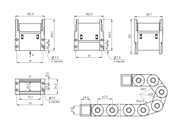 TP35x75 закрытый R75 (с держателями)