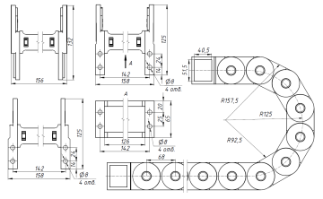 TP45x125 R125 (с держателями) open type