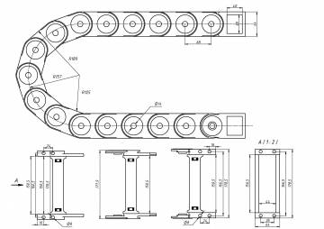 Кабель-канал гибкий TP45x150 R125 (с держателями)