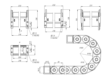 TP55x200 R150 закрытый (с держателями)