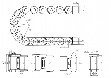 Кабель-канал гибкий TP55x100 R150 (с держателями)