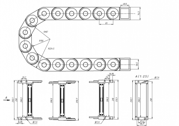 Кабель-канал гибкий TP55x200 R150 (с держателями)