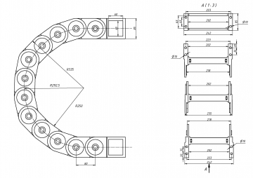 Кабель-канал гибкий TP65x200 R250 (с держателями)