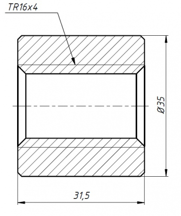 Гайка трапецеидальная 16x4 без фланца