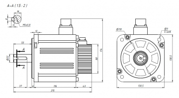 Сервомотор V7E-M13D-2R020-D1 (380В, 2.0кВт, 2000об/мин, 5,7А)