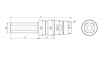 Цанговый патрон резьбонарезной GS2525-TER16-80L