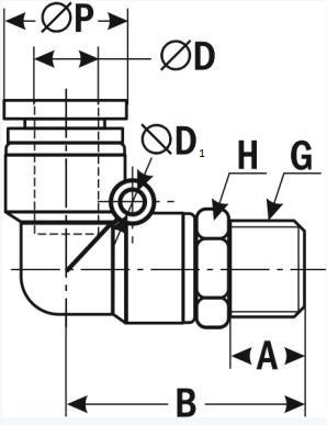 Фитинг угловой PL4-M5